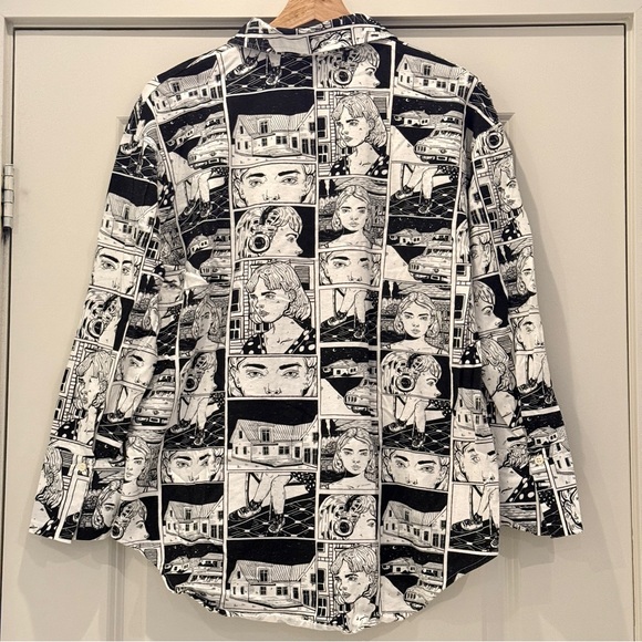 Zara x Ana Mushell Graphic Capsule Comic Print Shirt, Size S, Black & White - Picture 5 of 15